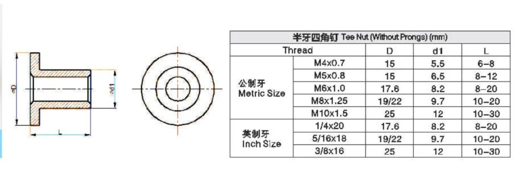 Reasonable Price Stainless Steel Furniture Tee Hex Nut