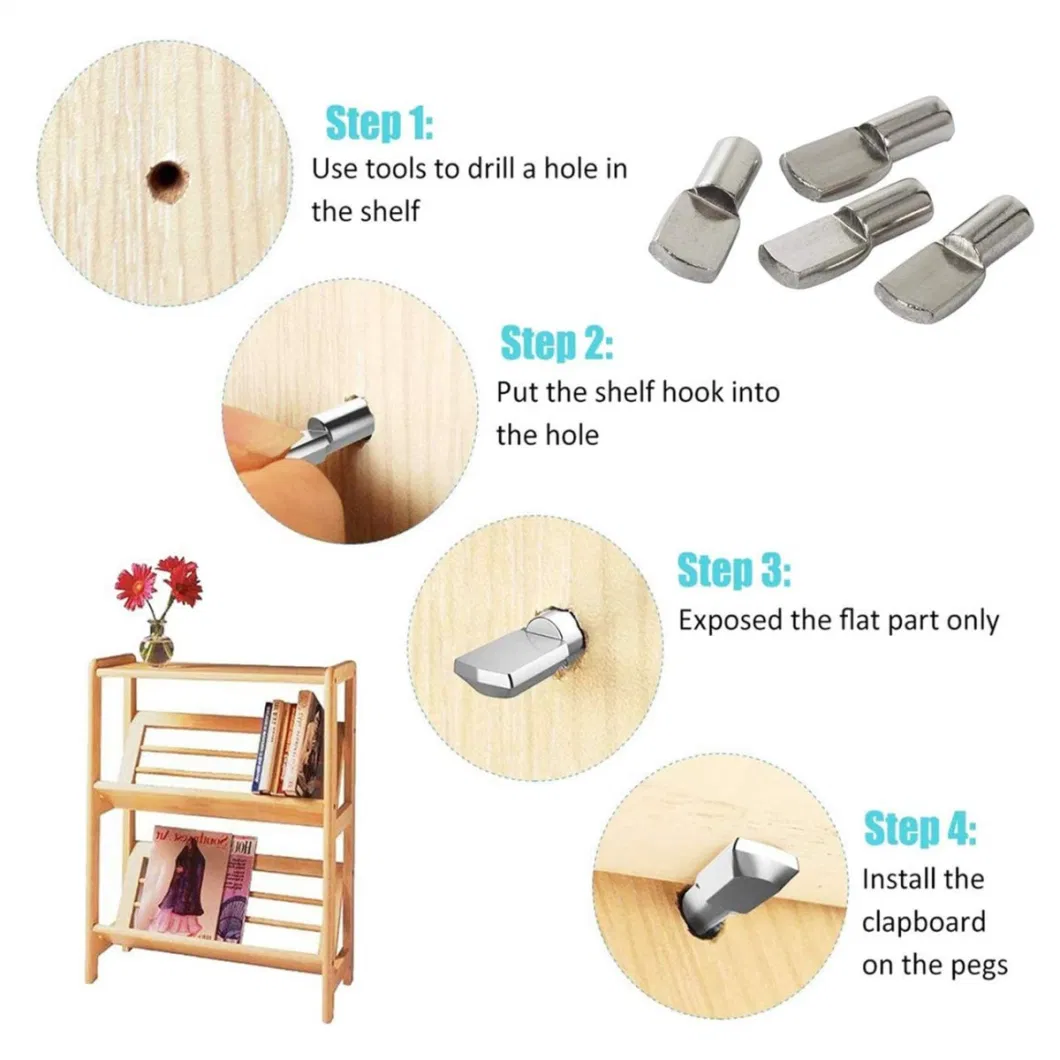 Furniture Fastener Hardware Nickled Shelf Support Pegs 7X25mm